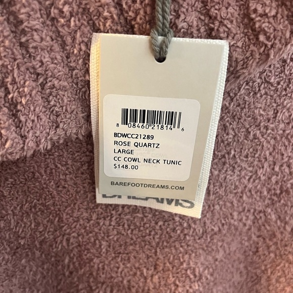 NWT BAREFOOT DREAMS COZYCHIC SOLID KNIT PULLOVER SWEATER TUNIC ROSE QUARTZ L - Picture 7 of 7